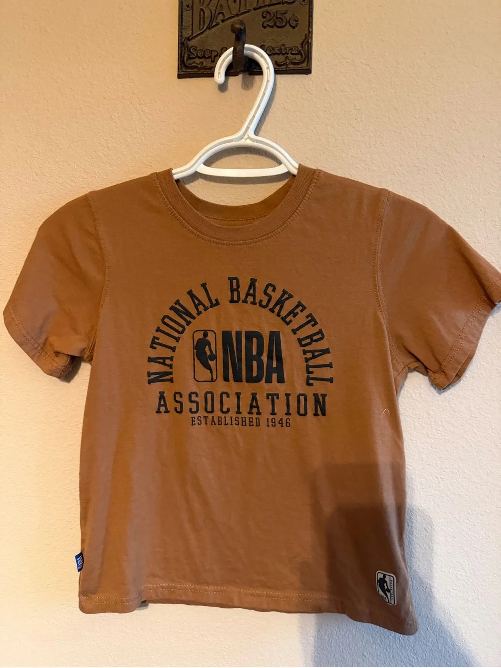 NBA Brown Short Sleeve Kids Graphic Tee with Black Logo